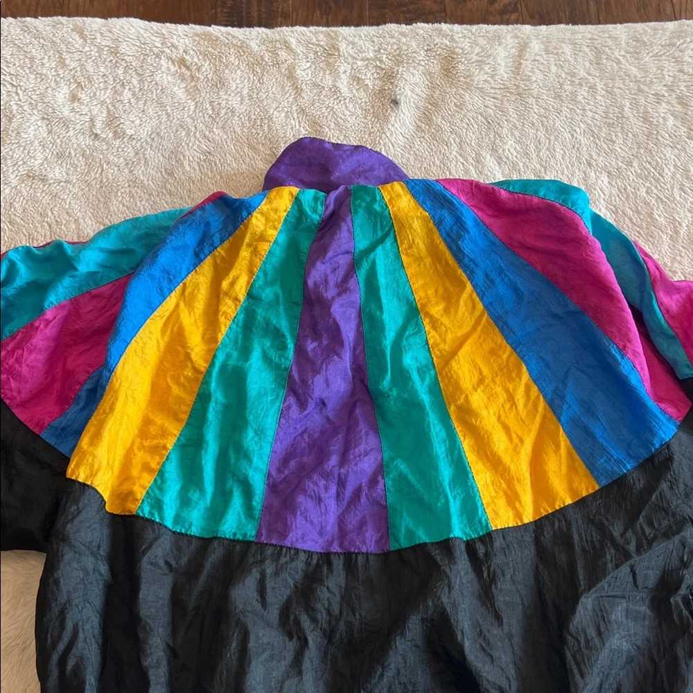 KUMA Sport Vintage 80’s Multicolored Parachute Windbreaker Jacket Small - Picture 8 of 10